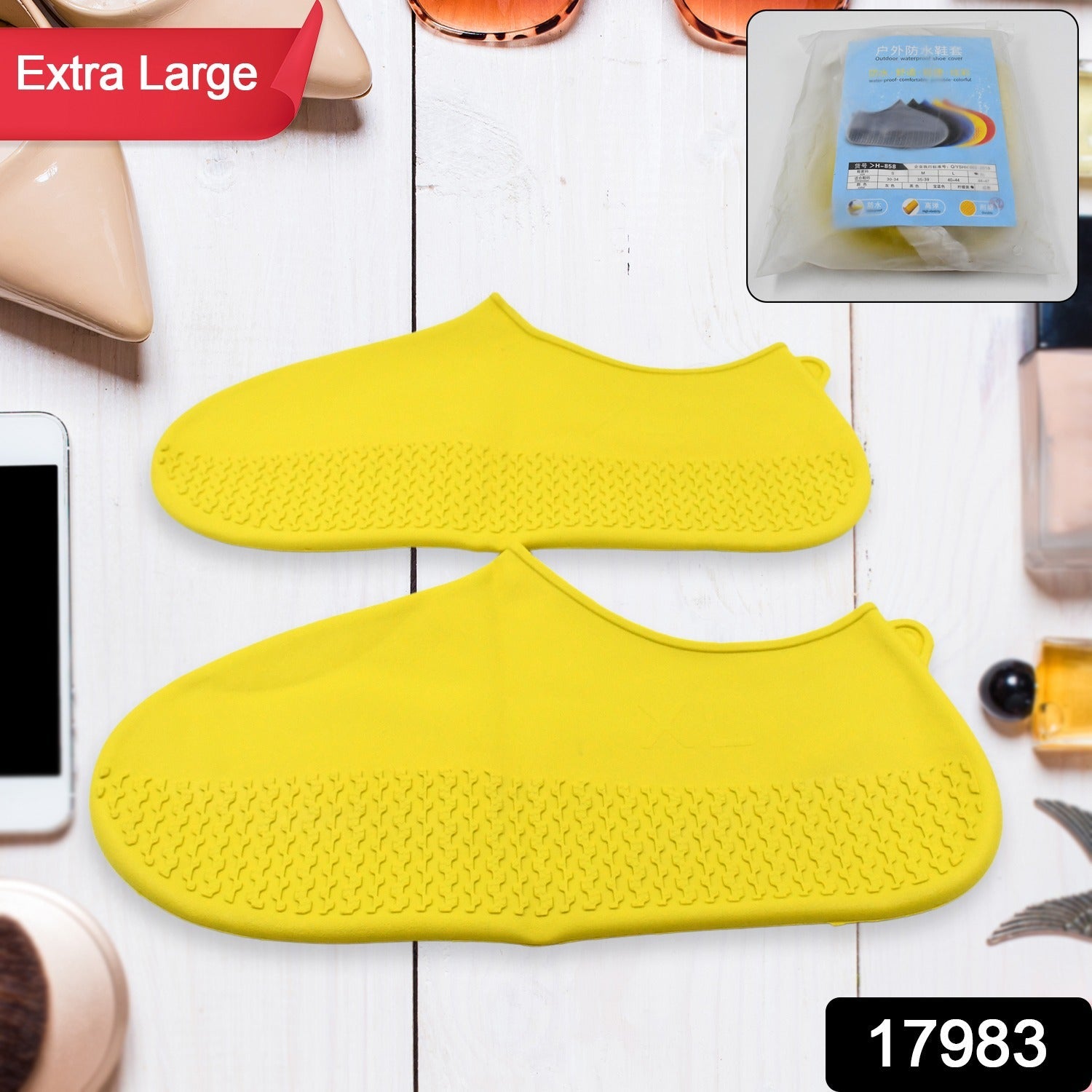 Non-Slip Silicone Rain Reusable Anti skid Waterproof Fordable Boot Shoe Cover (Extra Large Size (XL)/ 1 Pair / Mix Color) Non-Slip Silicone Rain Reusable Anti skid Waterproof Fordable Boot Shoe Cover (Extra Large Size (XL)/ 1 Pair / Mix Color)